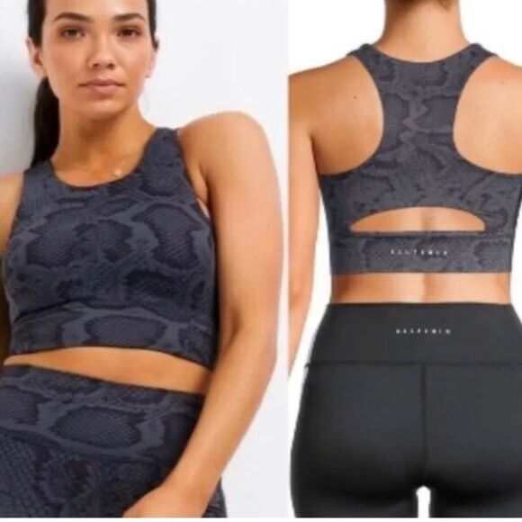 Anthropologie Women's Allfenix Navy Snake Long All Fenix Sports Bra Size XS/M